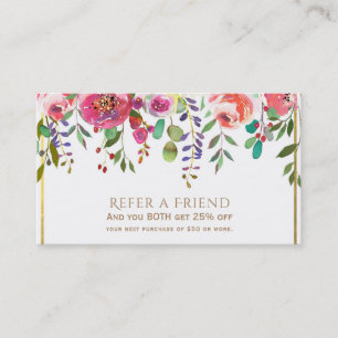 Aquarell Blumen Floral Modern Empfehle einen Freun Empfehlungskarte