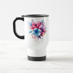 Aquarell-Blumen Florales Design Reisebecher
