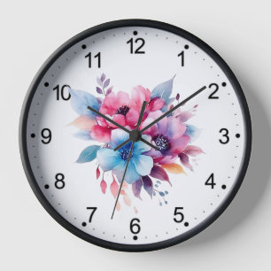 Aquarell-Blumen Florales Design Uhr