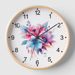 Aquarell-Blumen Florales Design Uhr