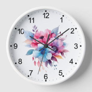 Aquarell-Blumen Florales Design Uhr