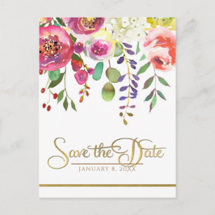 Aquarell-Blumen-Florales-modernes-Save-the-Date Ankündigungspostkarte