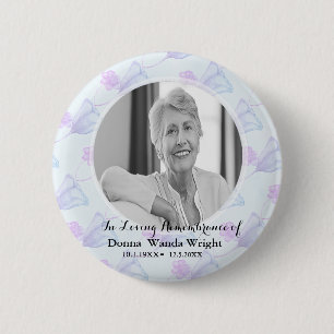 Aquarell-Blumen-Foto-Trauerfeier Button