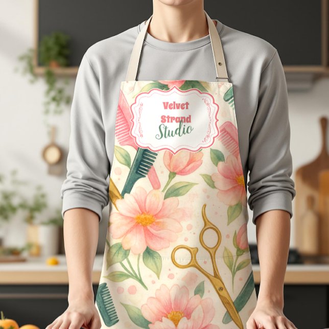 Aquarell-Blumen-Friseur-Geschäft Schürze (Von Creator hochgeladen)