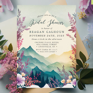 Aquarell Blumen Frühling Berge Brautparty Einladung