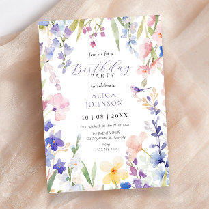 Aquarell-Blumen-Frühlings-Geburtstags-Einladung Einladung