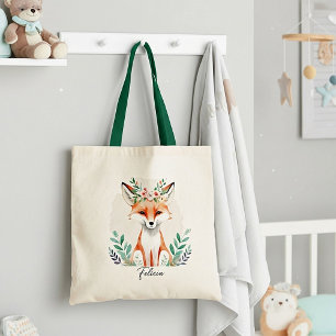 Aquarell-Blumen-Fuchs personalisiert Tragetasche