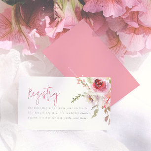 Aquarell-Blumen-Garten-Brautparty-Geschenkliste Begleitkarte