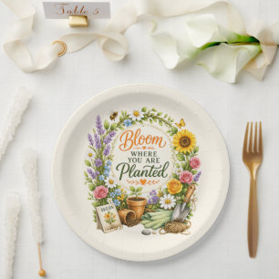 Aquarell-Blumen-Garten-Inspirationsdesign Pappteller