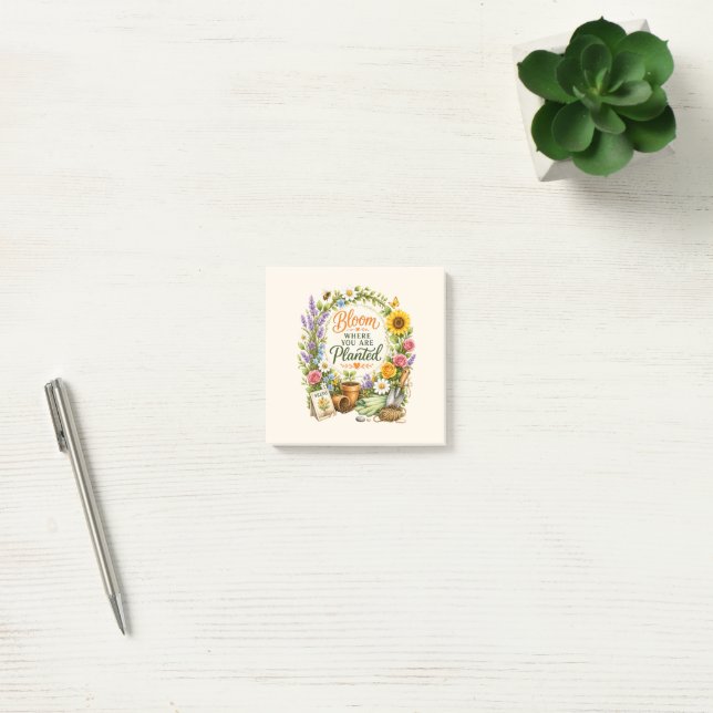 Aquarell-Blumen-Garten-Inspirationsdesign Post-it Klebezettel (Büro)
