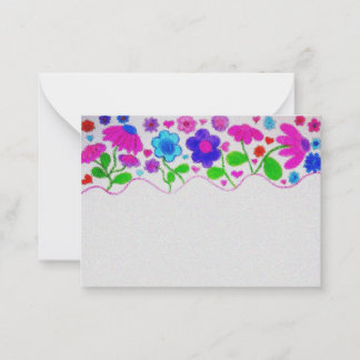 Aquarell Blumen Garten Rand Flache Notizkarte Mitteilungskarte