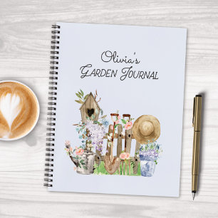 Aquarell-Blumen-Gartenwerkzeuge-Gartenjournal Notizbuch