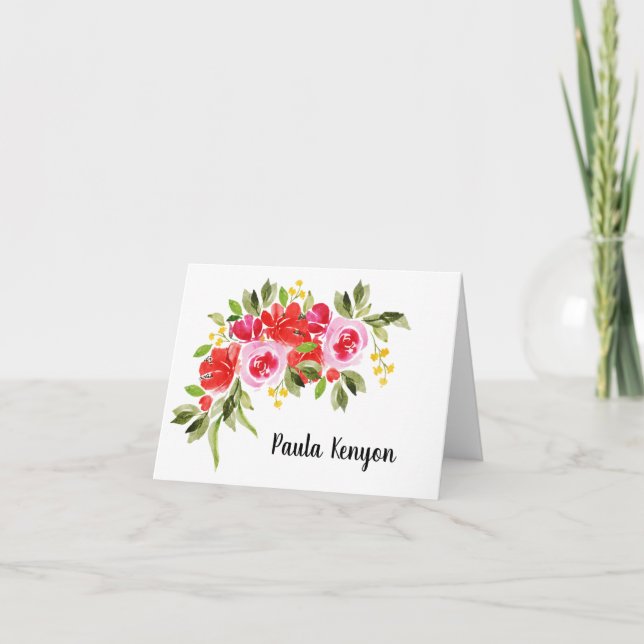 Aquarell-Blumen gefaltet Dankeskarte (Vorderseite)