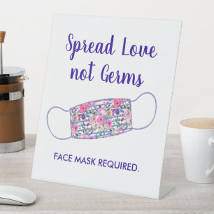Aquarell-Blumen-Gesichtsmaske für soziale Distanzi Sockelschild