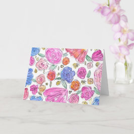 Aquarell-Blumen-Grußkarte (innen leer) Karte