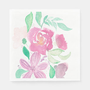 Aquarell-Blumen handgemusterte gemusterte Serviett Serviette