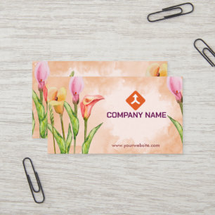 Aquarell-Blumen-Handzeichnung-Design  Visitenkarte