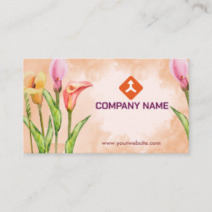 Aquarell-Blumen-Handzeichnung-Design Visitenkarte