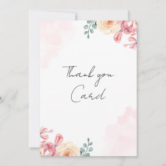 Aquarell-Blumen-Happy-Thank-You| Rosé 5x7 Dankeskarte