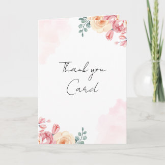 Aquarell-Blumen-Happy-Thank-You| Rosé 5x7 Dankeskarte
