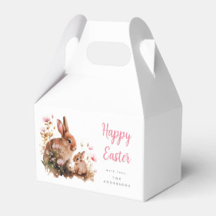 Aquarell-Blumen-Hasen-Ostern Geschenkschachtel