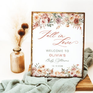 Aquarell-Blumen-Herbst-in-Liebe-Baby-Shower-Willko Poster