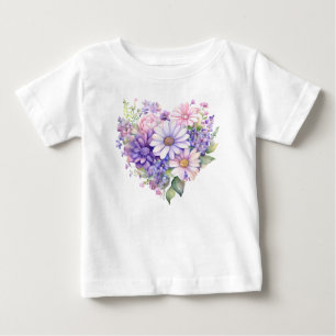 Aquarell-Blumen-Herz-Blüten-Matching-Outfit Baby T-shirt