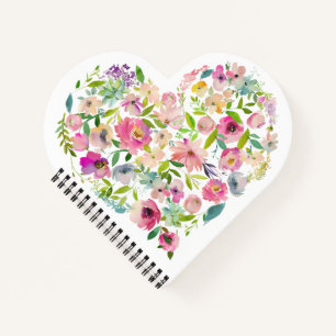 Aquarell-Blumen-Herz-Liebe-Rosa-Special-Spaß Notizbuch
