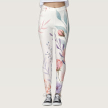 Aquarell-Blumen-High-Waisted-Leggings