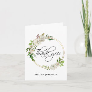 Aquarell-Blumen-Hochzeit Braut WEDDING Antique Wei Dankeskarte