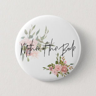 Aquarell-Blumen-Hochzeit-Mutter der Braut Button
