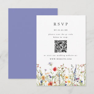 Aquarell-Blumen-Hochzeit QR-Code-Antwortkarte RSVP Karte