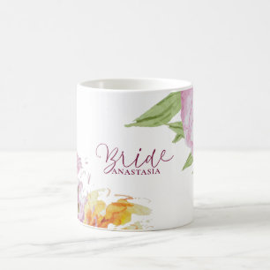 Aquarell-Blumen-Hochzeitsbraut Kaffeetasse