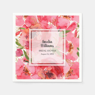 Aquarell Blumen Hochzeitsdusche Serviette