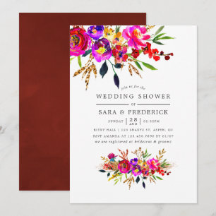 Aquarell-Blumen-Hochzeitsduscheinladung Einladung
