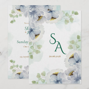 Aquarell-Blumen-Hochzeitseinladung Einladung