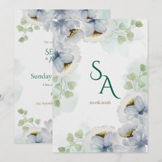 Aquarell-Blumen-Hochzeitseinladung Einladung