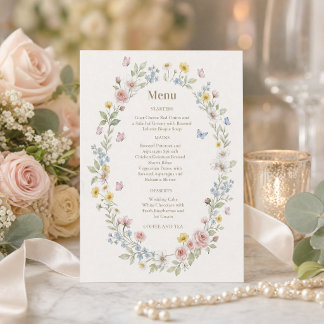Aquarell-Blumen-Hochzeitsmenü-Suite Einladung