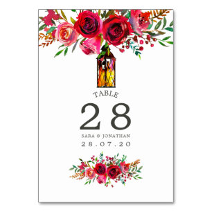 Aquarell-Blumen-Hochzeitstisch-Nummer Tischnummer