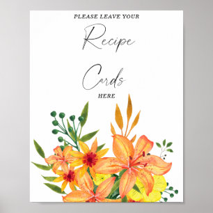 Aquarell Blumen Ihre Rezeptkarte hier Poster