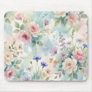 Aquarell-Blumen in Rosa Mousepad