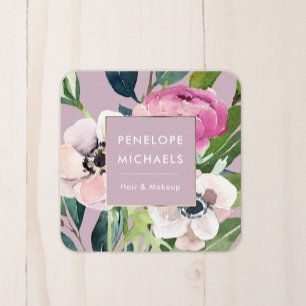 Aquarell-Blumen in Rosa Quadratische Visitenkarte