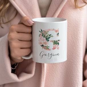 Aquarell-Blumen-Initialien-Tasse - G Kaffeetasse