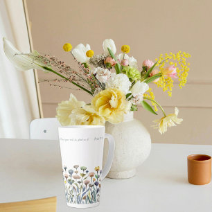 Aquarell-Blumen Inspirierendes Zitat Schriftstelle Milchtasse