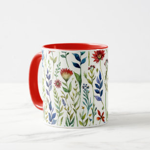 Aquarell-Blumen-Kaffee Tasse