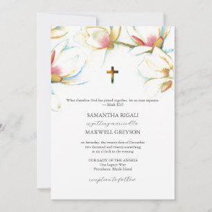 Aquarell-Blumen-katholische-Hochzeitseinladungen Einladung