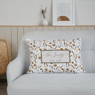 Aquarell-Blumen-Kissen mit individuellem Druck Lendenkissen