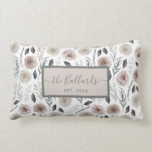 Aquarell-Blumen-Kissen mit personalisierter Wurfde Lendenkissen