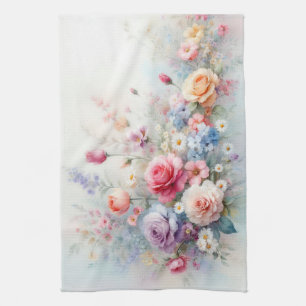 Aquarell-Blumen-Kunstmalerei-Vorlage Geschirrtuch