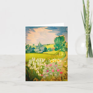 Aquarell-Blumen-Landschaft anpassbar Karte